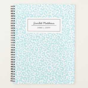 Pretty Pastel Leopard Pattern Print Name Blue Planner