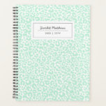 Pretty Pastel Leopard Pattern Print Name Mint Planner<br><div class="desc">This stylish planner notebook features a leopard print pattern in pastel light mint green. Easy to personalize for any use - a gift, back to school, college, teens, moms, etc! The back contains the same background design as the front. Great for someone who needs to stay organized! For custom design...</div>