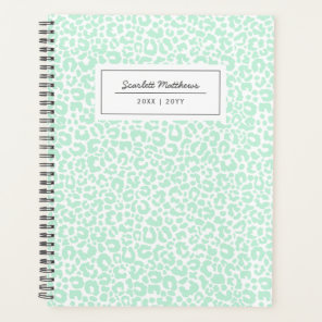 Pretty Pastel Leopard Pattern Print Name Mint Planner
