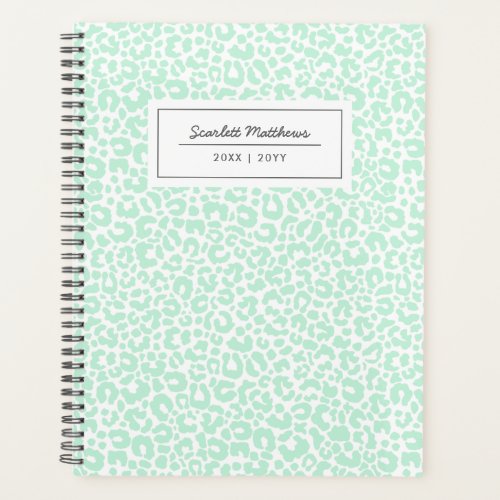 Pretty Pastel Leopard Pattern Print Name Mint Planner