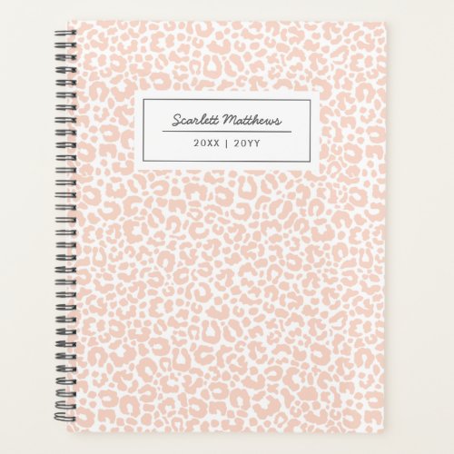 Pretty Pastel Leopard Pattern Print Name Peach Planner