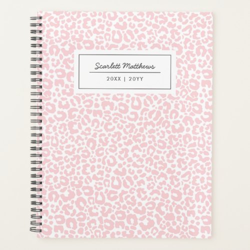 Pretty Pastel Leopard Pattern Print Name Pink Planner