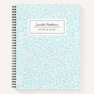 Pretty Pastel Leopard Print Pattern Blue Notebook