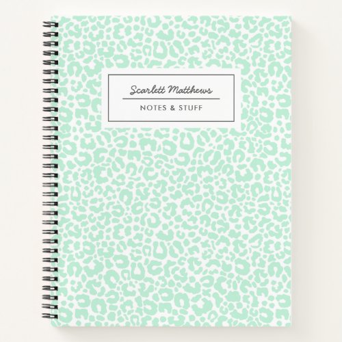 Pretty Pastel Leopard Print Pattern Mint Notebook