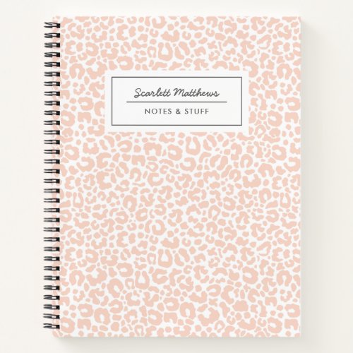 Pretty Pastel Leopard Print Pattern Peach Notebook