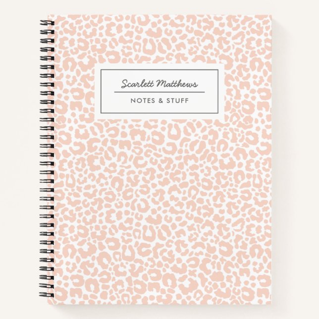 Pretty Pastel Leopard Print Pattern Peach Notebook (Front)