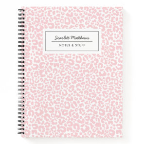 Pretty Pastel Leopard Print Pattern Pink Notebook
