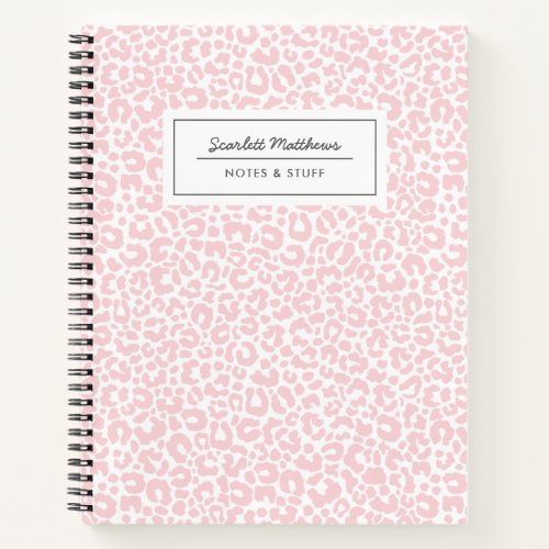 Pretty Pastel Leopard Print Pattern Pink Notebook