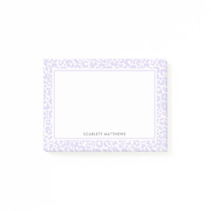 Pretty Pastel Leopard Print Pattern Purple Name Post-it Notes