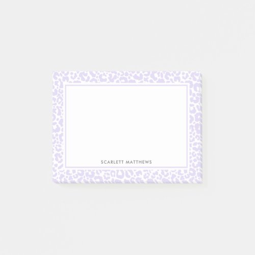 Pretty Pastel Leopard Print Pattern Purple Name Post_it Notes