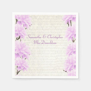 Pretty pastel lilac floral country wedding napkins