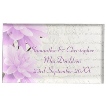 Pretty Pastel Lilac Floral Flower Blossom Wedding Table Number Holder by personalized_wedding at Zazzle
