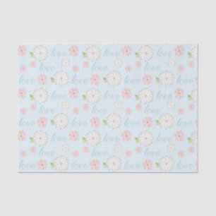 Pretty Pastel Love and Flowers Pattern Tissue Paper