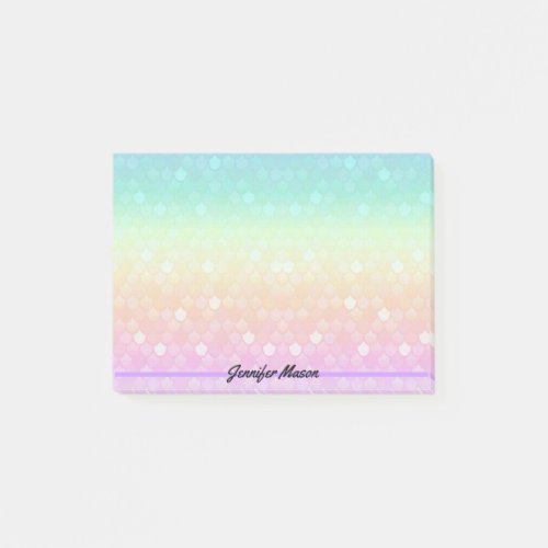 Pretty Pastel Mermaid Personal Add Name Post_it Notes