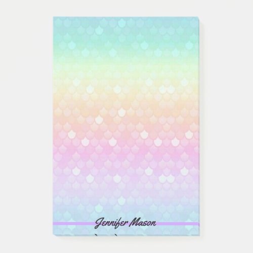 Pretty Pastel Mermaid Personalized Name Large Post_it Notes