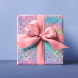 Pretty Pastel Mermaid Scales Dragon Colorful Wrapping Paper