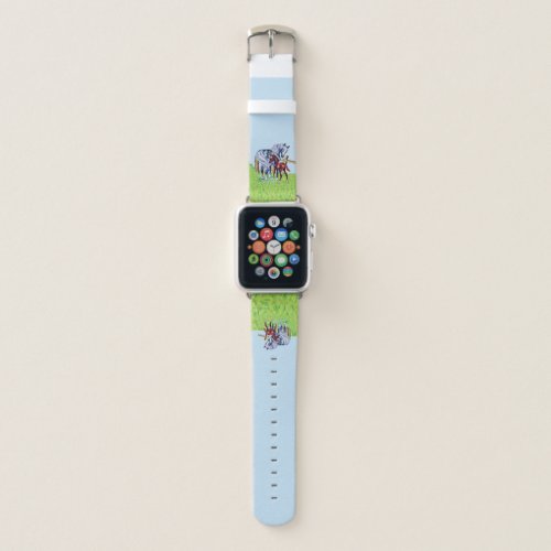 Pretty Pastel Mother Horse Brown Baby Grass Apple Watch Band