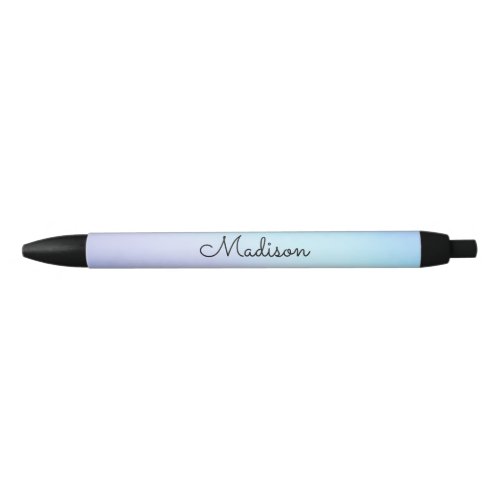 Pretty Pastel Ombre Purple Aqua Cursive Name Black Ink Pen