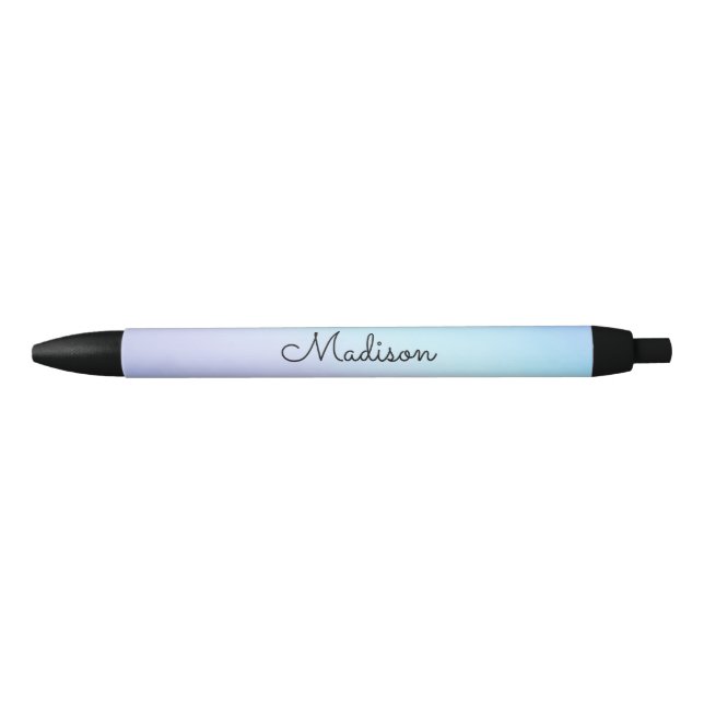 Pretty Pastel Ombre Purple Aqua Cursive Name Pen (Front)