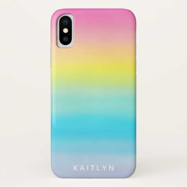 Pretty Pastel Ombre Rainbow Name Girly Case-Mate iPhone Case (Back)