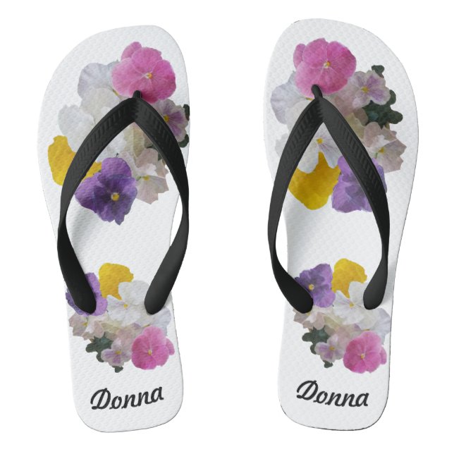 Pretty Pastel Pansies Flip Flops (Footbed)