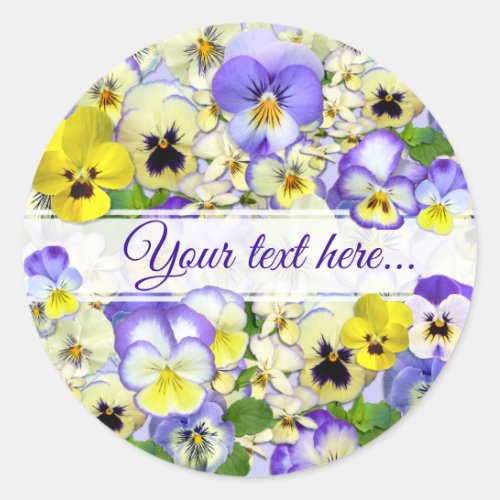 Pretty Pastel Pansies Your Text Square Sticker
