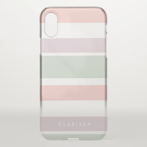 Pretty pastel pattern pink green violet stripes iPhone x case