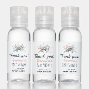 Pretty Pastel Peach Botanical Baby Shower Hand Sanitizer