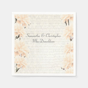 Pretty pastel peach floral country wedding napkins
