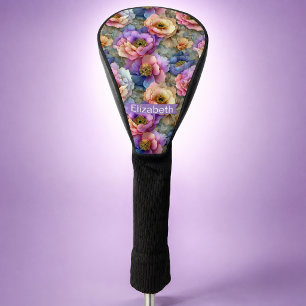 Pretty Pastel Peony Flower Personalized Golf Head Cover