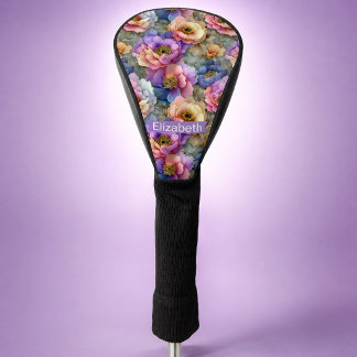 Pretty Pastel Peony Flower Personalized Golf Head Cover