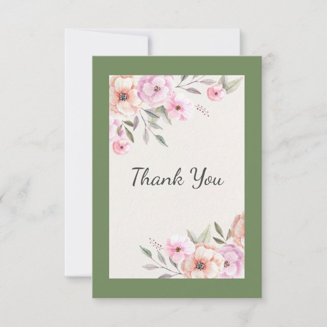 Pretty Pastel Petals Thank You Card (Front)