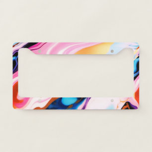 Pretty Pastel pink blue purple gold Faux Marble License Plate Frame