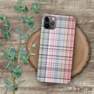 Pretty Pastel Pink Blue Red Purple Tartan Pattern iPhone 11Pro Max Case