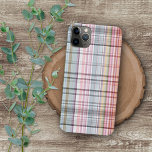 Pretty Pastel Pink Blue Retro Tartan Plaid Pattern iPhone 11 Pro Max Case<br><div class="desc">Contemporary white, pale baby blue, light green and pastel pink classic tartan pattern. Beautiful, modern and cool cover for the trend-savvy and art-loving hip trendsetter, artsy motif lover who wants to protect their phone from dust and dirt, wear and tear. This design is available Apple iPhone 6, 7 and 8...</div>