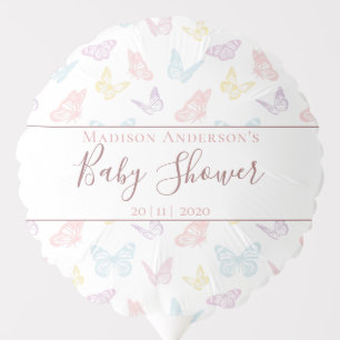 Pretty Pastel Pink Butterfly Girl Baby Shower Balloon