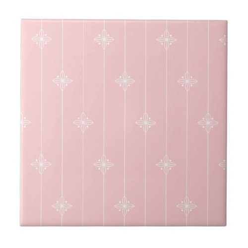 Pretty Pastel Pink Floral Pattern Ceramic Tile