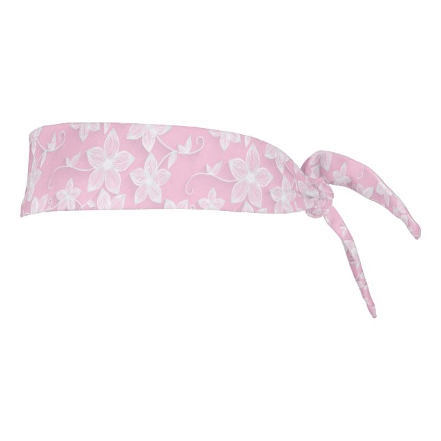 Pretty Pastel Pink Flowers Pattern Tie Headband (Rotate 90)