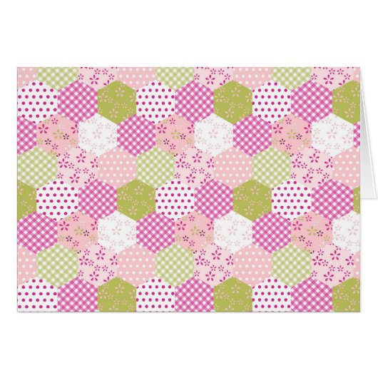 Pretty Pastel Pink Green Patchwork Quilt Design Cards (Front Horizontal)