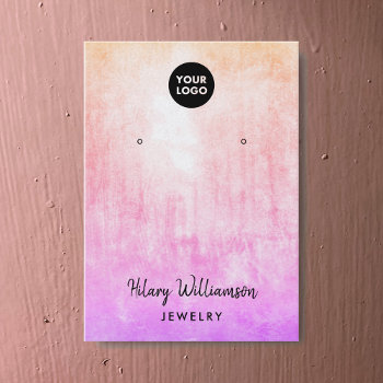 Pretty Pastel Pink Grunge Earring Display Business Card by TabbyGun at Zazzle