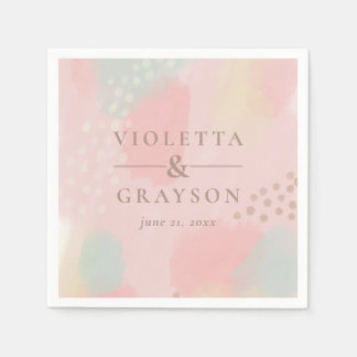 Pretty Pastel Pink Modern Art Napkins