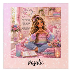 Pretty Pastel Pink Rainbow Christian Girl Bible Acrylic Print