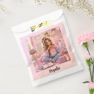 Pretty Pastel Pink Rainbow Christian Girl Bible Favor Bag