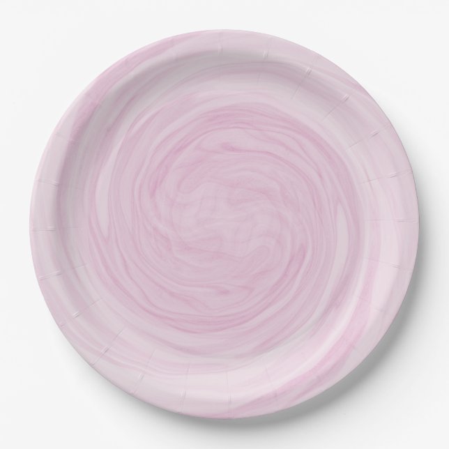 Pretty Pastel Pink Swirl Paper Plates (Front)