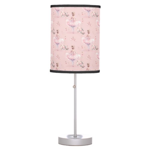 PRETTY PASTEL PINK  WHITE BALLERINAS TABLE LAMP