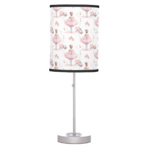 PRETTY PASTEL PINK & WHITE BALLET GIRLS TABLE LAMP