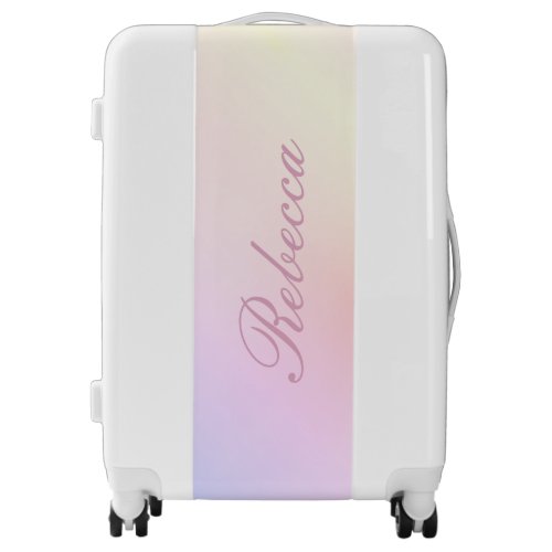 Pretty Pastel Pink white Cute Womens Custom Name Luggage