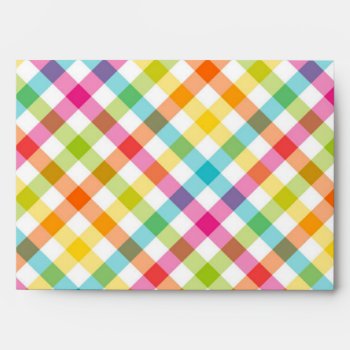 Pretty Pastel Plaid Happy Mail Envelope by TiffsSweetDesigns at Zazzle
