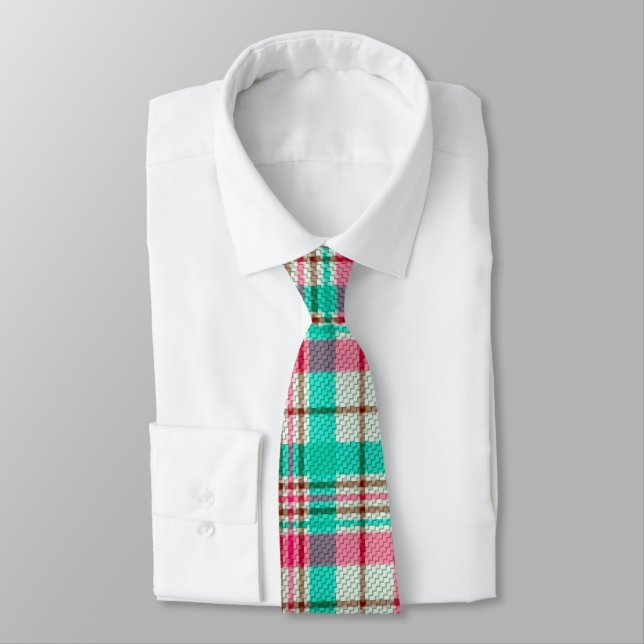 Pretty Pastel Plaid Tie (Tied)
