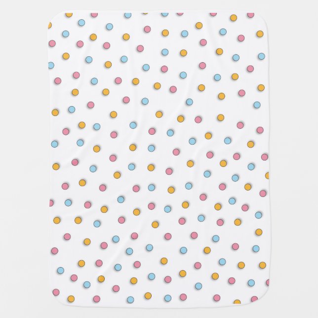 Pretty Pastel Polka Dot Baby Blanket (Front)